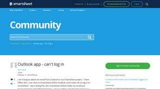Outlook app - can't log in | Smartsheet Community