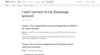 I can't connect to my Exchange account - Outlook for ... - Office Support