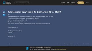 Some users can't login to Exchange 2013 OWA - Experts Exchange