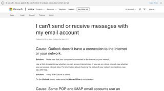 I can't send or receive messages with my email account - Outlook for ...