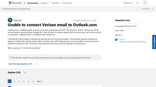 Unable to connect Verizon email to Outlook.com - Microsoft Community