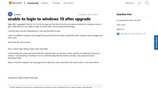 unable to login to windows 10 after upgrade - Microsoft Community