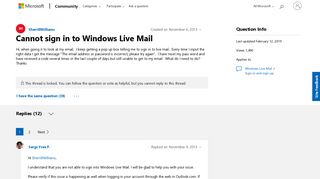 Cannot sign in to Windows Live Mail - Microsoft Community