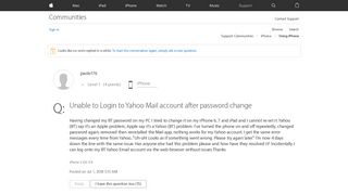Unable to Login to Yahoo Mail account aft… - Apple Community