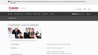Customer Care - Canon Malaysia
