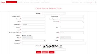 Online Service Request | Canon Direct Service - Canon Canada