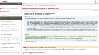 Logging In to the Machine as an Administrator - Canon ...