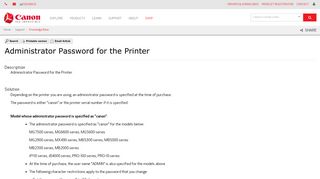 Canon Knowledge Base - Administrator Password for the Printer