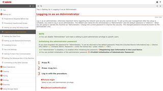 Logging in as an Administrator - Canon - imageRUNNER ...