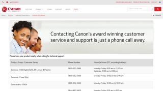 Contact Us by Phone - Canon USA