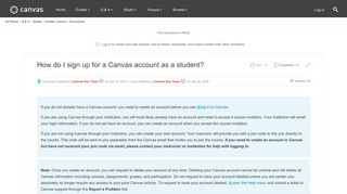 How do I sign up for a Canvas account as a student?