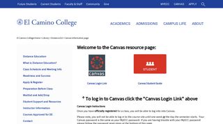 Canvas Information page - El Camino College