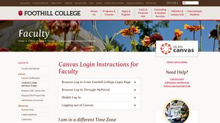 Canvas Login Instructions for Faculty - Foothill College