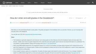 How do I enter and edit grades in the Gradebook? | Canvas LMS ...