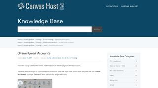 cPanel Email Accounts - Canvas Host Knowledge Base