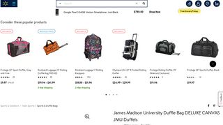 James Madison University Duffle Bag DELUXE CANVAS JMU Duffels ...