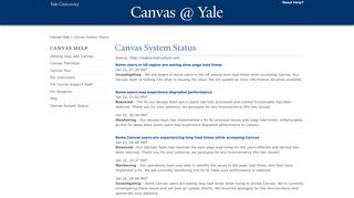 Canvas System Status | Canvas @ Yale