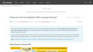 Where do I find my institution's URL to access ... | Canvas LMS ...