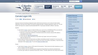 Canvas Logon Info : Columbia Basin College
