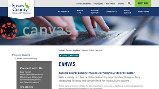 Canvas Online Learning System | Sussex County Community College