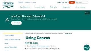 Canvas Information and Login | Shoreline Community College