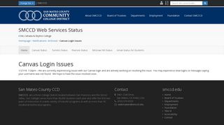 Canvas Login Issues – SMCCD Web Services Status