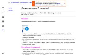 Canvas username & password - Canvas Instructure