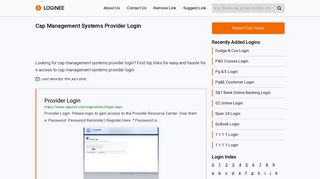 Cap Management Systems Provider Login