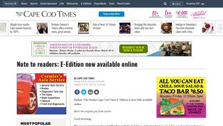 Note to readers: E-Edition now available online - Cape Cod Times