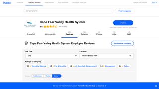 Cape Fear Valley Health System Employee Reviews - Indeed