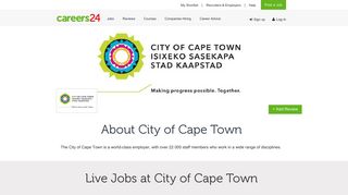 City of Cape Town Jobs and Vacancies - Careers24