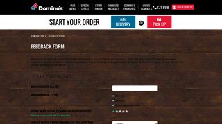Domino's Feedback Form - Domino's Pizza