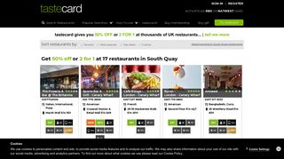 Restaurants in South Quay, Tube | tastecard