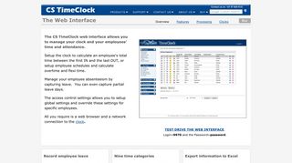 The CS TimeClock Web Interface - CS Time Clocks Home Page