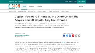 Capitol Federal® Financial, Inc. Announces The Acquisition Of Capital ...