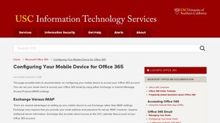Configuring Your Mobile Device for Office 365 | IT Services | USC