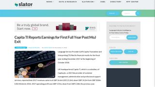Capita TI Reports Earnings for First Full Year Post MoJ Exit | Slator