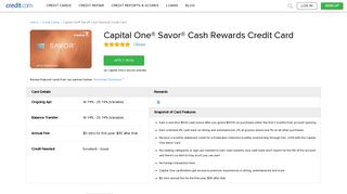 Capital One® Savor® Cash Rewards Credit Card - Credit.com