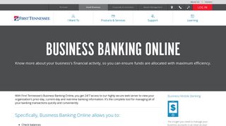 Business Banking Online - First Tennessee Bank
