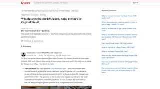 Which is the better EMI card, Bajaj Finserv or Capital First? - Quora