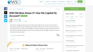 Will old boss know if I use his Capital IQ account? - Wall Street ...