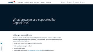 What browsers are supported by Capital One?
