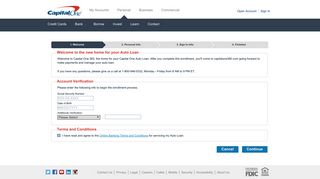 Capital One 360 - Auto Loans - Enrollment Landing Page