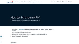 How can I change my PIN? - Capital One
