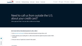 Collect call credit card support - Capital One