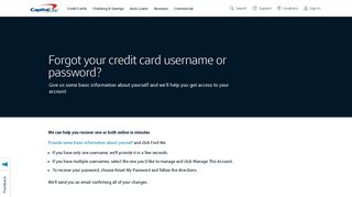 Need to Recover Your Forgotten Credit Card Username ... - Capital One