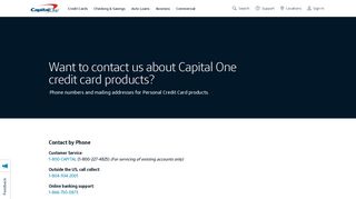 Personal Credit Cards Contact | Support Center - Capital One