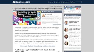 5 Capital One No Hassle Rewards® Card Questions (Answers ...
