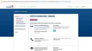 Costco Cardholder Contact Information | Capital One Canada
