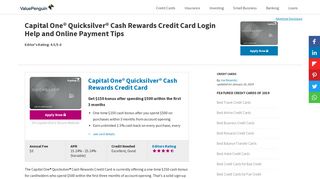 Capital One® Quicksilver® Cash Rewards Credit Card Login Help ...